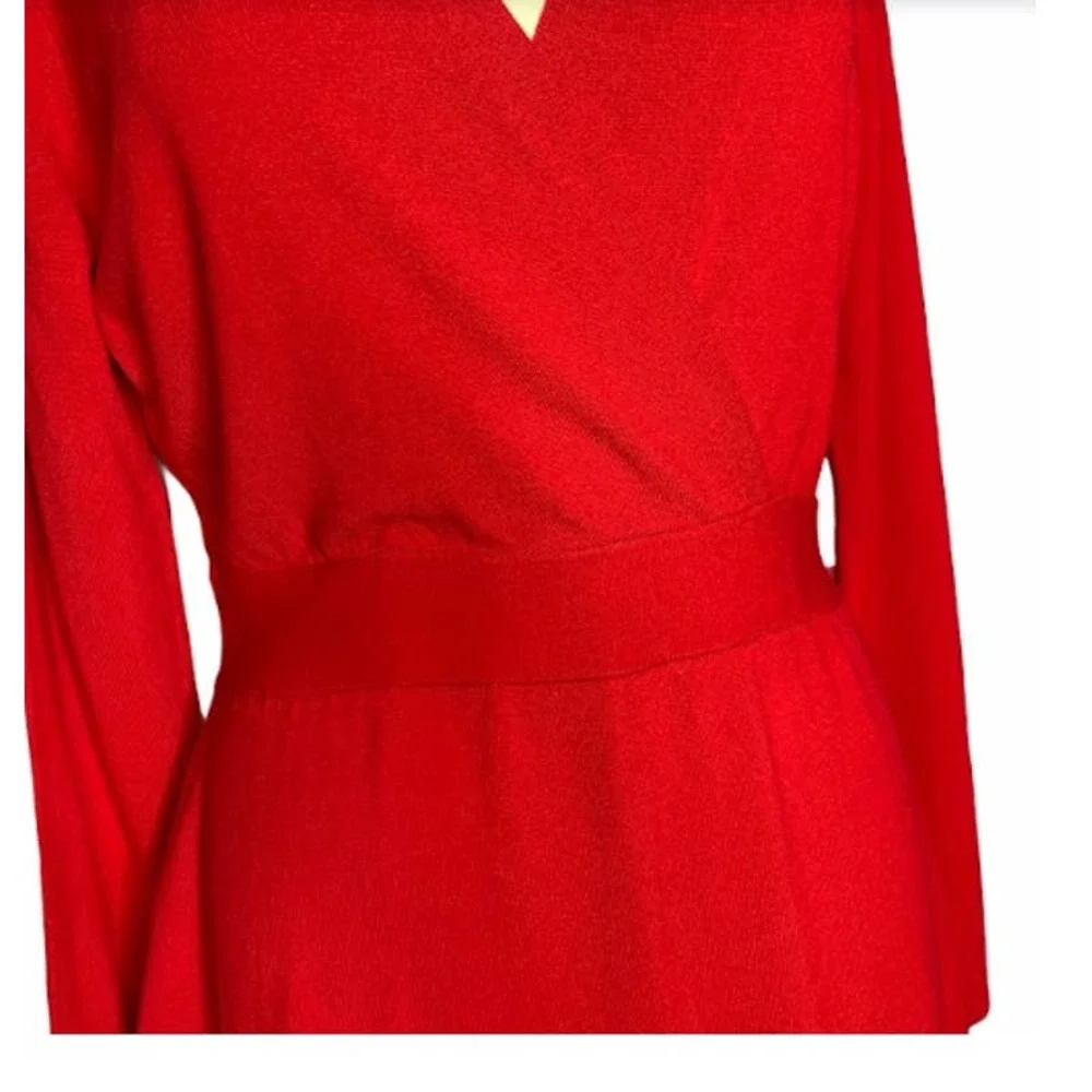 Vince Camuto Red Mock Choker Neck Faux Wrap Dress - Picture 3 of 8